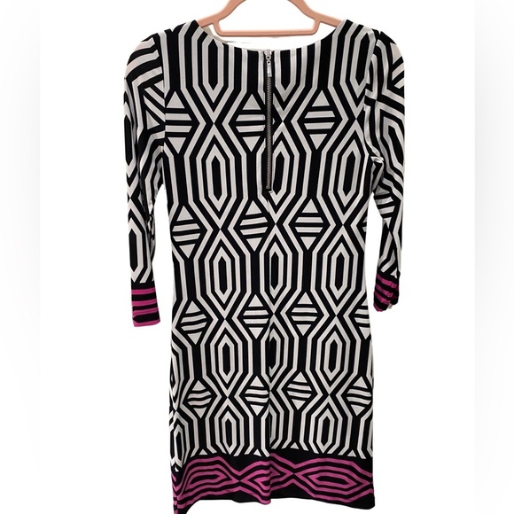 INC NWT Black/White/Pink Geometric Pattern Dress XS - Picture 3 of 4